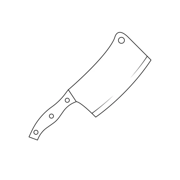 Couteau Boucher Icône Noire Blanche Dans Style Contour Sur Fond — Image vectorielle