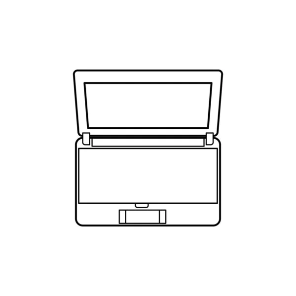 Icône Ordinateur Portable Dans Conception Style Contour Avec Clavier Tactile — Image vectorielle