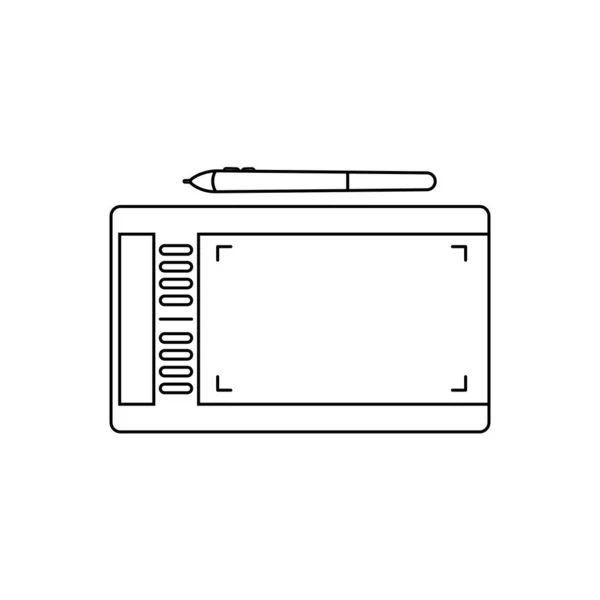 Icon Comprimido Com Stylus Pen Desenho Linha Vetor Linear Ícone —  Vetores de Stock