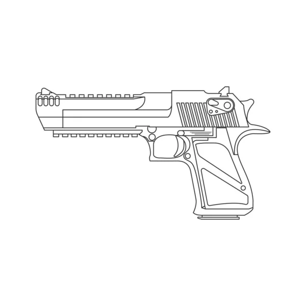 Handfeuerwaffe Outline Icon Isolated Militärische Waffe Desert Eagle Clean Vector — Stockvektor