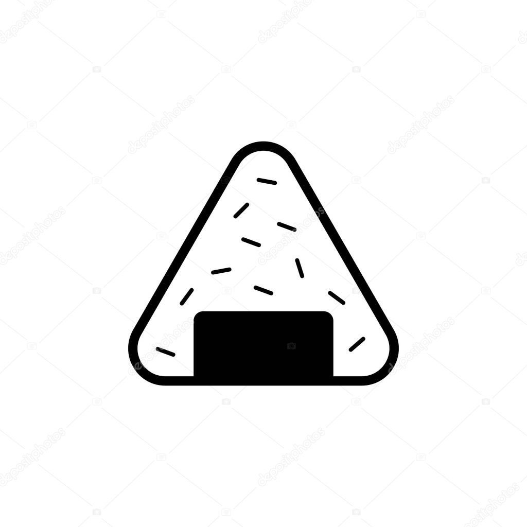 Rice ball with seaweed vector icon in linear, outline icon isolated on white background