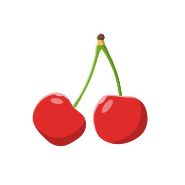 Cherry Flat Illustration 'da. İzole edilmiş Beyaz Arkaplanda Temiz Simge Tasarım Elemanı