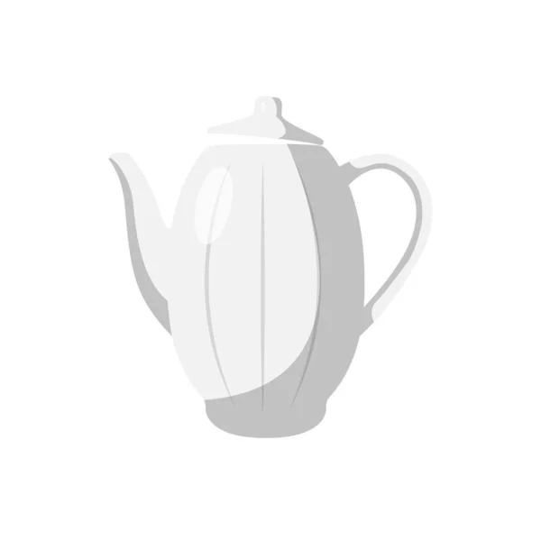 Ceramic Teapot Flat Illustration Clean Icon Design Element Isolated White — Stock Vector