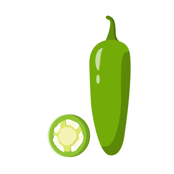 Jalapeno Flat Illustration Ren Ikon Design Element Isolerad Vit Bakgrund — Stock vektor