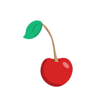 Cherry Flat Illustration 'da. İzole edilmiş Beyaz Arkaplanda Temiz Simge Tasarım Elemanı