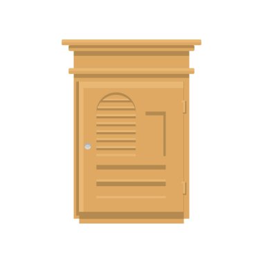 Gardırop Düz Çizim. İzole edilmiş Beyaz Arkaplanda Temiz Simge Tasarım Elemanı