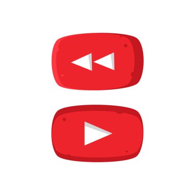 Kırmızı Oyun ve Geri Sarma Düğmesi Çizimi. İzole edilmiş Beyaz Arkaplanda Temiz Simge Tasarım Elemanı