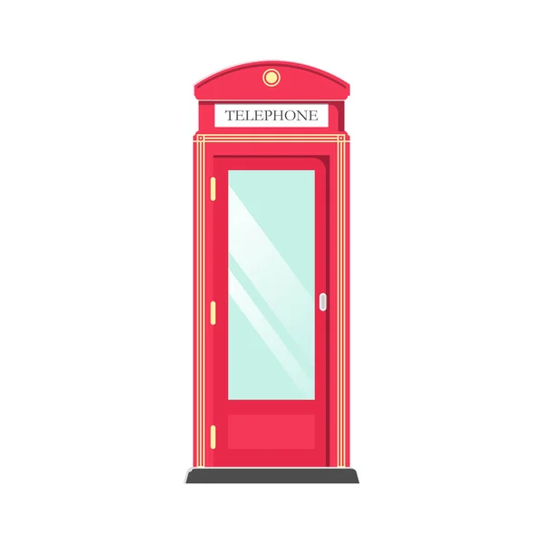 Red Telephone Booth Flat Illustration Vyčistit Prvek Návrhu Ikon Izolovaném — Stockový vektor