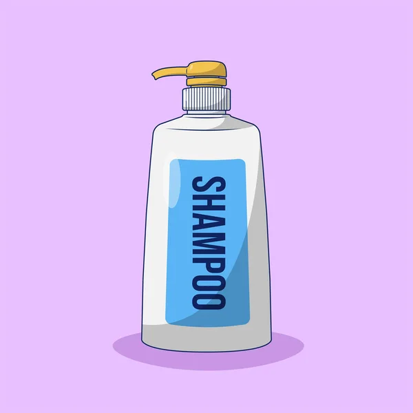 Shampoo Bottle Vector Icon Illustration Hair Hygiene Vector Gaya Kartun - Stok Vektor