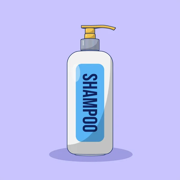 Shampoo Bottle Vector Icon Illustration Hair Hygiene Vector Gaya Kartun - Stok Vektor
