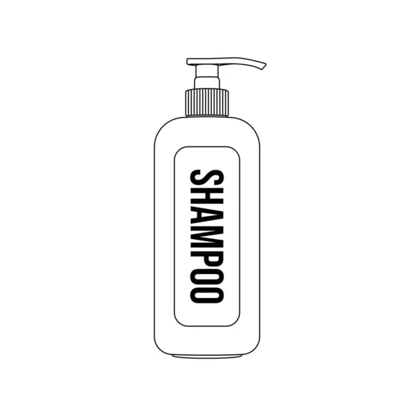 Icono Esquema Botella Champú Ilustración Sobre Fondo Blanco Aislado Adecuado — Vector de stock