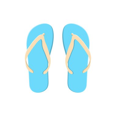 Flip Flops Flat Illustration. İzole edilmiş Beyaz Arkaplanda Temiz Simge Tasarım Elemanı
