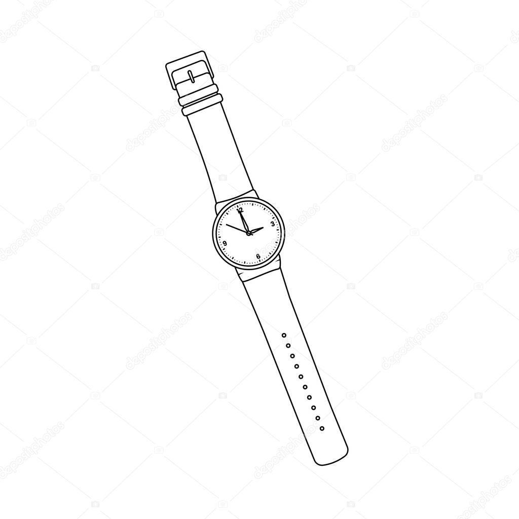 Wristwatch Outline Icon Illustration on Isolated White Background Suitable for Time, Watch, Accessories Icon