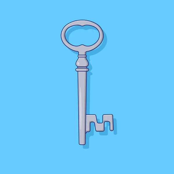 Vintage Key Vector Icon Illustration Vector Retro House Key Flat — Stock Vector