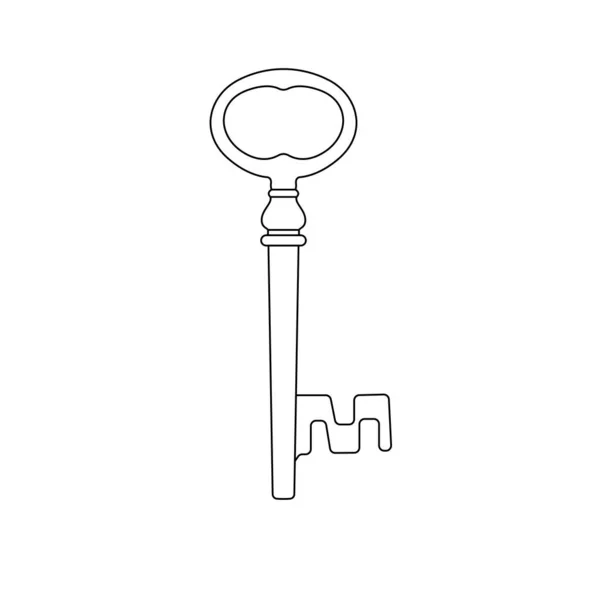 Vintage Key Outline Icône Illustration Sur Fond Blanc Isolé Convient — Image vectorielle