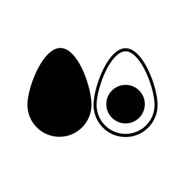 Avocado Silhouette Black White Illustration Icon Isolated White Background Suolated — 图库矢量图片