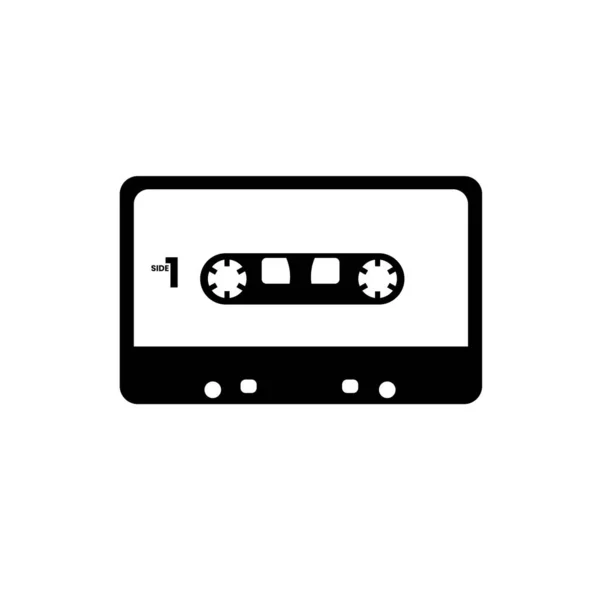 Cassette Élément Conception Icône Noir Blanc Sur Fond Blanc Isolé — Image vectorielle