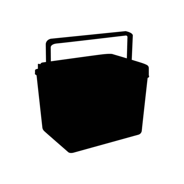 クーラーボックスシルエット 白と黒のアイコンのデザイン要素が分離された白の背景 — ストックベクタ