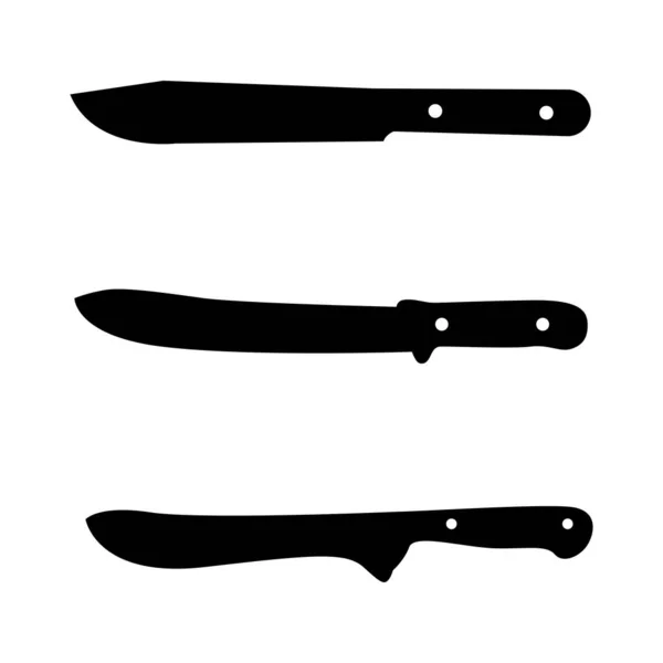 Silueta Kuchyňského Nože Řezník Nůž Černé Bílé Ikony Design Element — Stockový vektor
