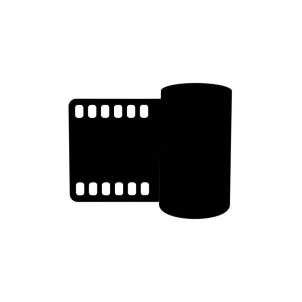 Silhouette Film Rouleau Élément Conception Icône Noir Blanc Sur Fond — Image vectorielle