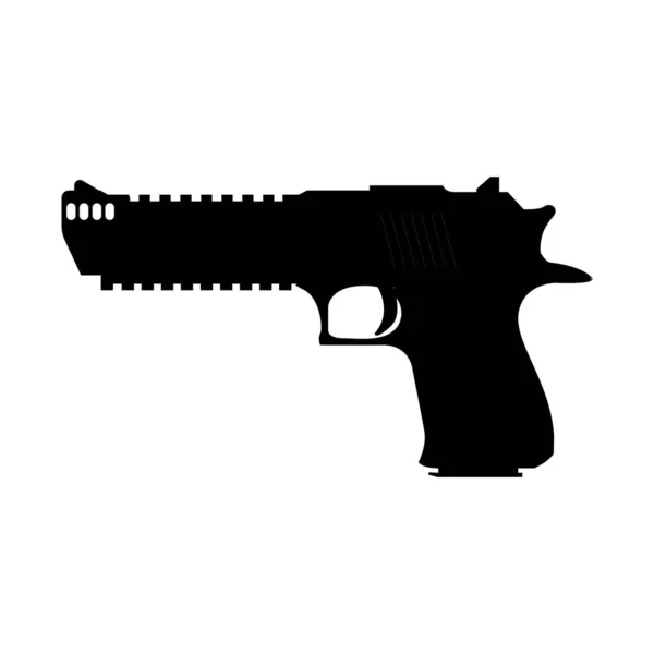 Silueta Pistole Prvek Návrhu Černé Bílé Ikony Izolovaném Bílém Pozadí — Stockový vektor
