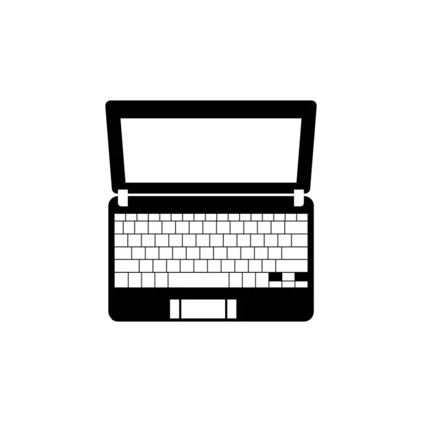 笔记本电脑的轮廓 隔离白背景下的黑白图标设计元素 — 图库矢量图片