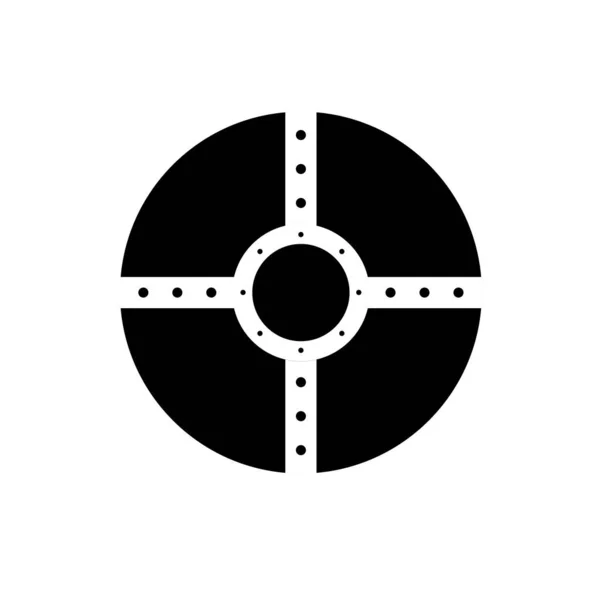 Silueta Escudo Vikingo Elemento Diseño Iconos Blanco Negro Sobre Fondo — Archivo Imágenes Vectoriales