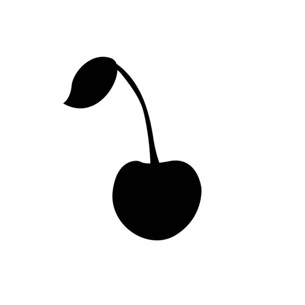 Cherry Black White Icon Silhouette Design Element Isolated White Background — Stock Vector