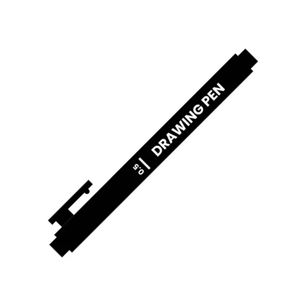 Малюнок Ручки Чорно Біла Піктограма Елемент Дизайну Силуету Ізольованому Білому — стоковий вектор