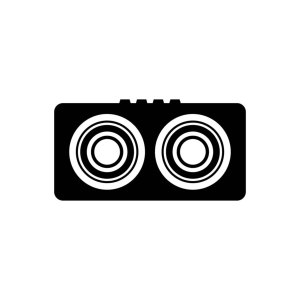 ヴィンテージオーディオスピーカーシルエット 白と黒のアイコンのデザイン要素が分離された白の背景 — ストックベクタ