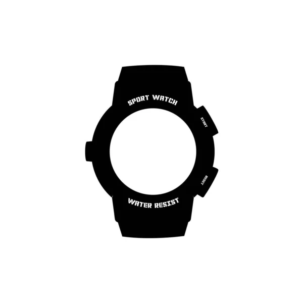 Sport Watch Silhouette Elemento Design Ícone Preto Branco Fundo Branco — Vetor de Stock