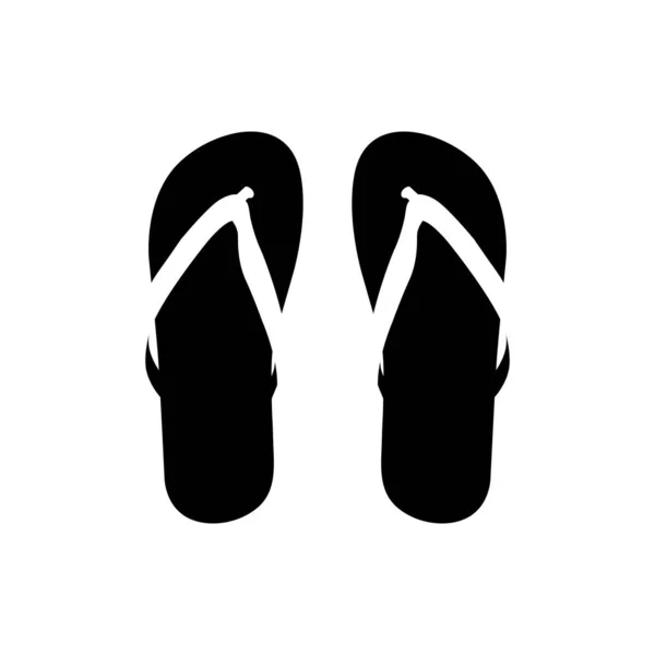 フリップフロップシルエット 白と黒のアイコンのデザイン要素が分離された白の背景 — ストックベクタ