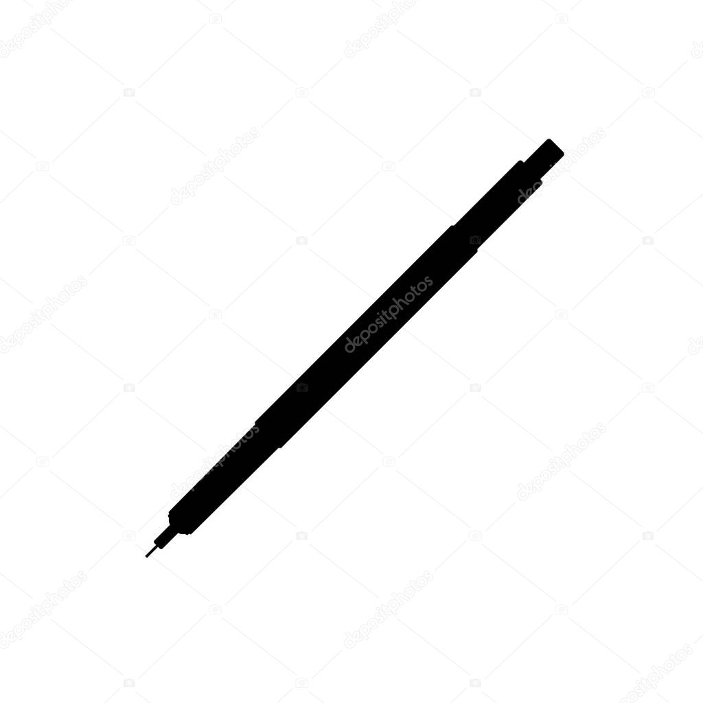Mechanical Pen Silhouette. Black and White Icon Design Element on Isolated White Background