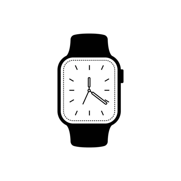 Silhouette Montre Intelligente Élément Conception Icône Noir Blanc Sur Fond — Image vectorielle