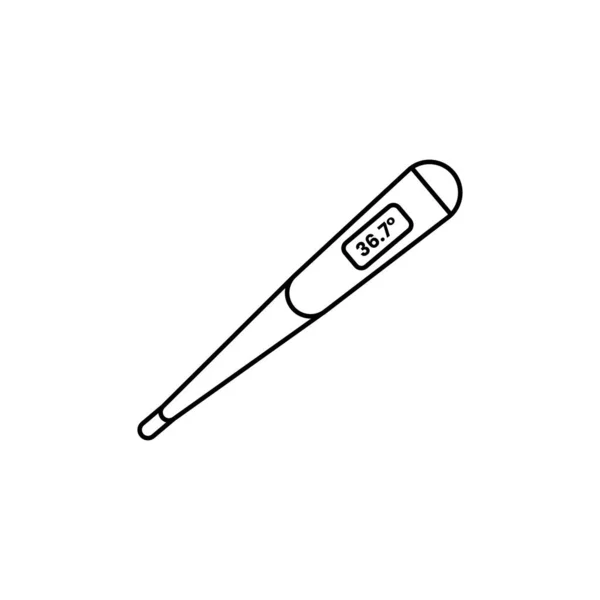 Digital Thermometer Outline Icon Illustration Isolated White Background Suitable Health — ストックベクタ