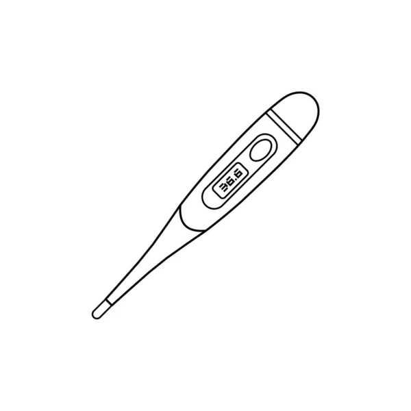 Digitale Thermometer Outline Icoon Illustratie Geïsoleerde Witte Achtergrond Geschikt Voor — Stockvector