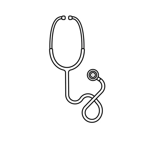 Stethoscope Vázlat Ikon Illusztráció Izolált Fehér Háttér Alkalmas Orvos Klinika — Stock Vector