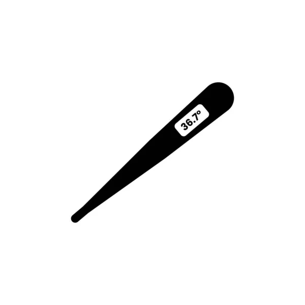 Digital Thermometer Silhouette Black White Icon Design Element Isolated White — 스톡 벡터