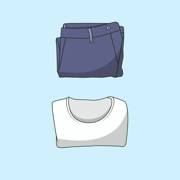 Folded Shirt Trousers Vector Icon Illustration Folded Clothes Vector Flat — Vector de stock