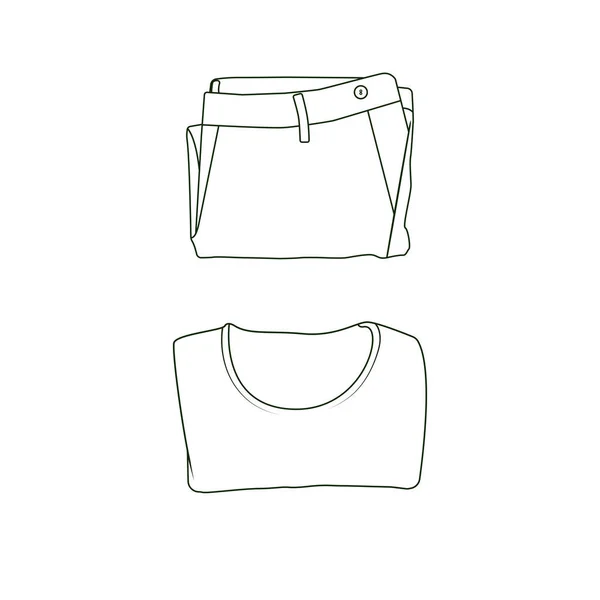 Folded Clothes Outline Icon Illustration Isolated White Background Suitable Shirt — 스톡 벡터