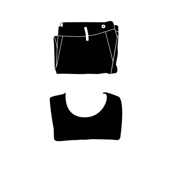 Διπλωμένα Ρούχα Σιλουέτα Μαύρο Και Άσπρο Εικονίδιο Στοιχείο Σχεδιασμού Απομονωμένο — Διανυσματικό Αρχείο