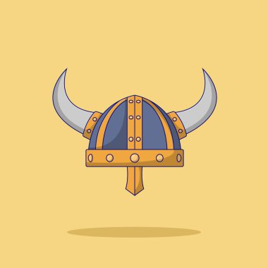 Viking Miğfer Vektör Simgesi İllüstrasyonu. Ortaçağ Vektörü. Web İniş Sayfası, Bayrak, Flyer, Etiket, Duvar Kağıdı, Arkaplan İçin Düz Çizgi Film Biçimi