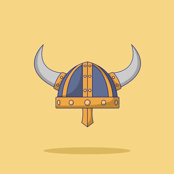 Viking Helm Vector Icon Illustration Mittelalterlicher Vektor Flacher Cartoon Stil — Stockvektor