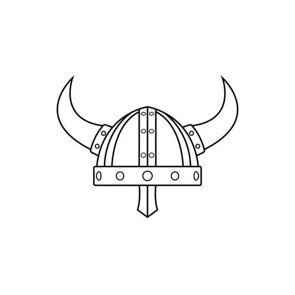 Viking Helmet Outline Icon Illustration Isolated White Background Suitable Scandinavia — 스톡 벡터