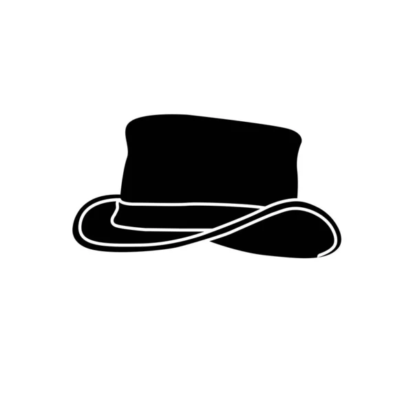 Силуэт Шляпы Джентльмена Черно Белая Икона Утепленном Белом Фоне — стоковый вектор