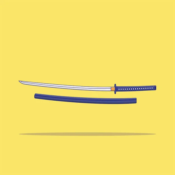 Katana Vector Icon Illustration Samurai Sword Vector Flat Cartoon Style —  Vetores de Stock