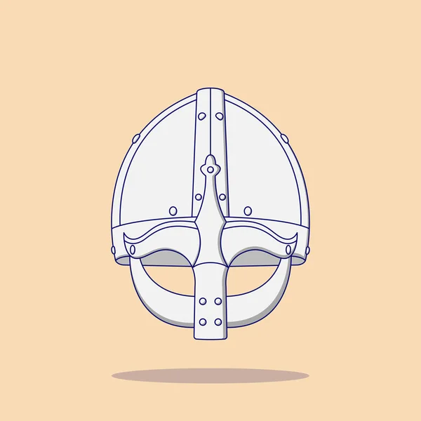 Viking Helmet Vector Icon Illustration Medieval Armor Vector Flat Cartoon — Vetor de Stock