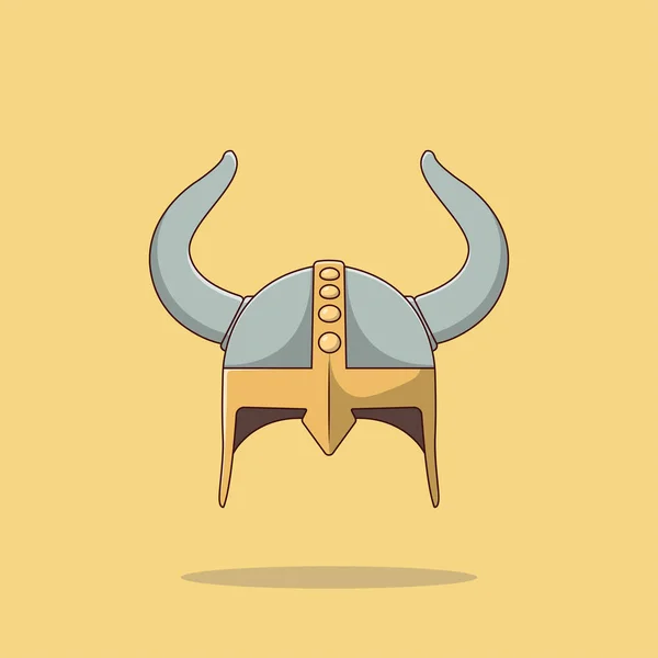 Viking Helmet Vector Icon Illustration Medieval Vector Flat Cartoon Style — Stock Vector