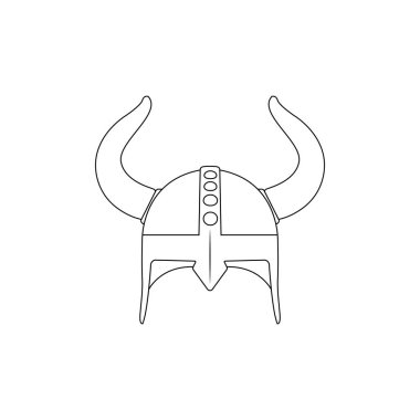 Viking Helmet Outline Icon Illustration on Isolated White Background