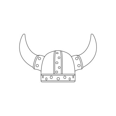 Viking Helmet Outline Icon Illustration on Isolated White Background